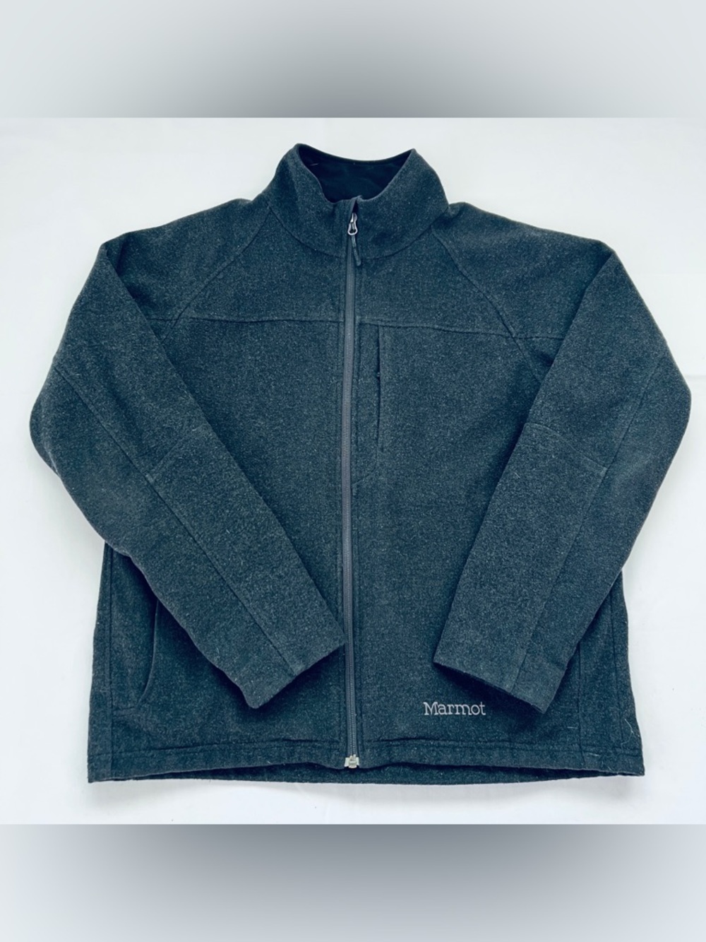 Marmot Gray Wool-Blend Full-Zip Mesh Lined  Early 2000s Driver Jacket - L